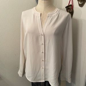 Anne Taylor Button Front Polyester Shirt